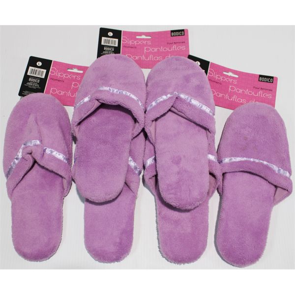 3 PAIRS WOMEN'S PURPLE SPA SLIPPERS SIZE M