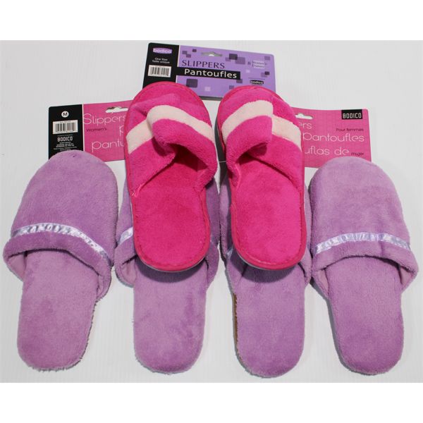 3 PAIRS WOMEN'S PINK & PURPLE SPA SLIPPERS 