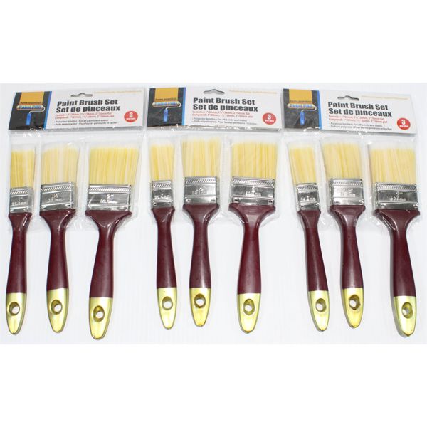 3 SETS OF PAINT BRUSHES, 3 PER SET