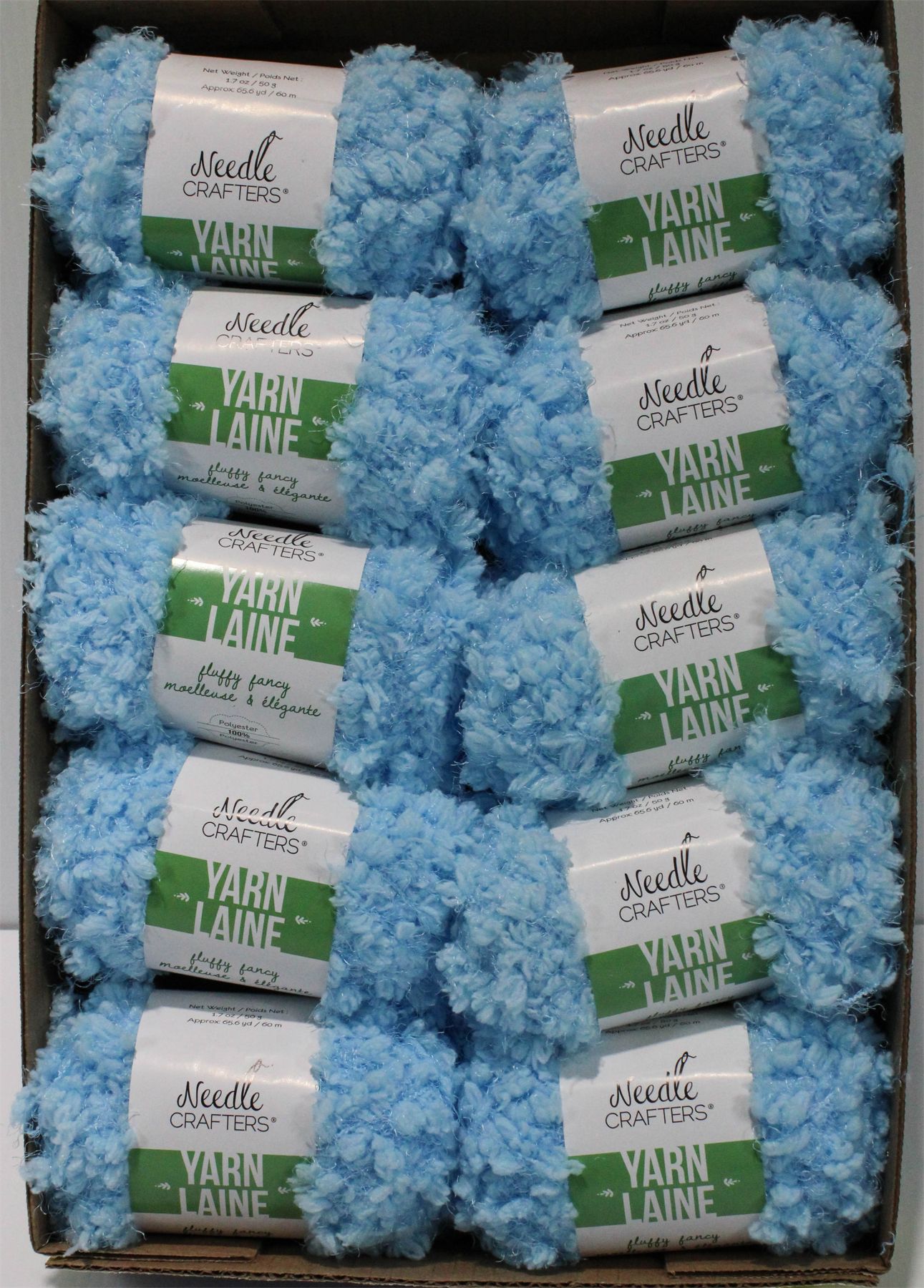 10 SKEINS BLUE NEEDLE CRAFTERS FLUFFY FANCY YARN