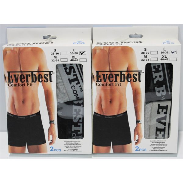 2 BOXES OF EVERBEST BOXER BRIEFS, 2 PAIRS/BOX