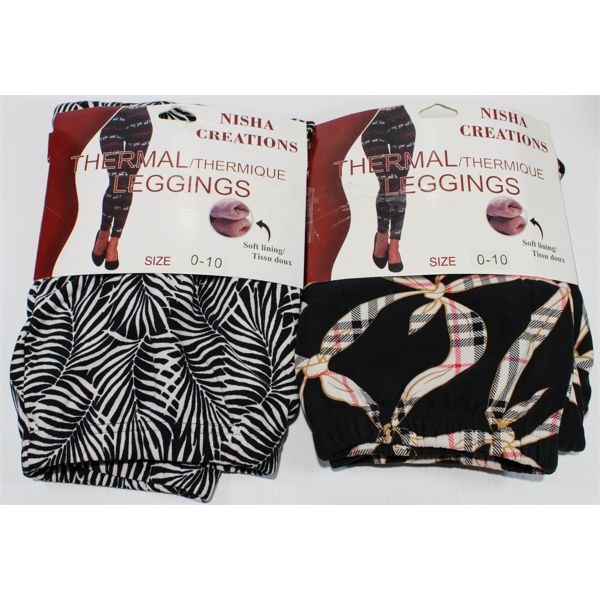 2 PAIRS NISHA CREATIONS FLEECE LINED THERMAL LEGGINGS