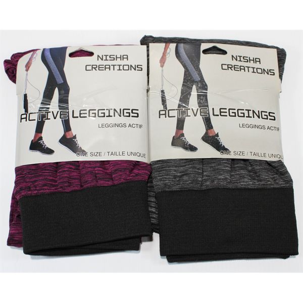 2 PAIRS NISHA CREATIONS LADIES ACTIVE LEGGINGS