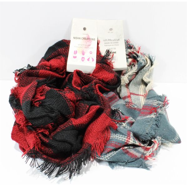 2 LIGHTWEIGHT NISHA CREATIONS INFINITY SCARVES