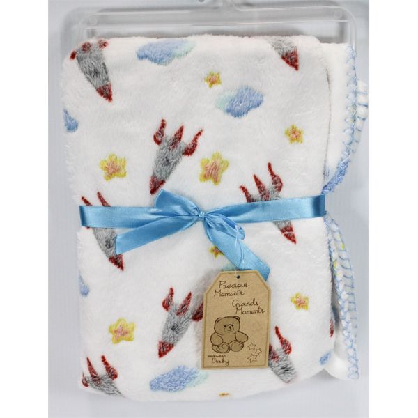 PRECIOUS MOMENTS SPACE THEMED BABY BLANKET		