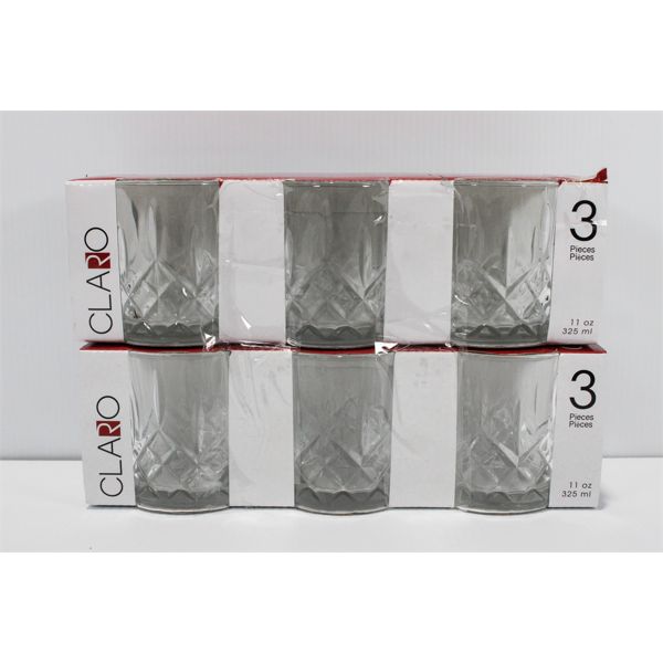 2 SETS OF CLARO OLD FASHIOINED WHISKEY TUMBLERS