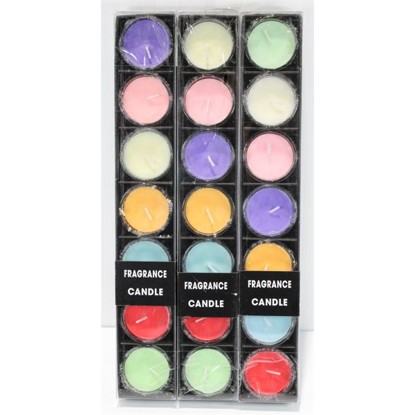 3 SETS OF 7 MINI CANDLES, SCENTED