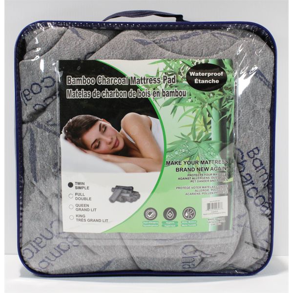 TWIN SIZE BAMBOO CHARCOAL MATTRESS PAD