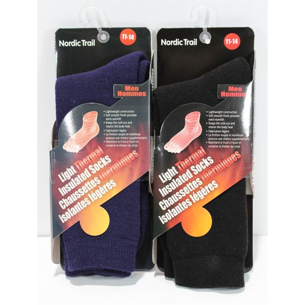 2  MENS NORDIC TRAIL LIGHT THERMAL INSULATED SOCKS