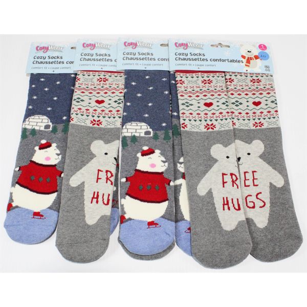 4 PAIRS COZY WEAR WINTER THEMED SOCKS