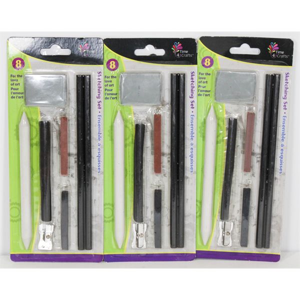 3 PKGS OF 8 PIECE SKETCHING SETS