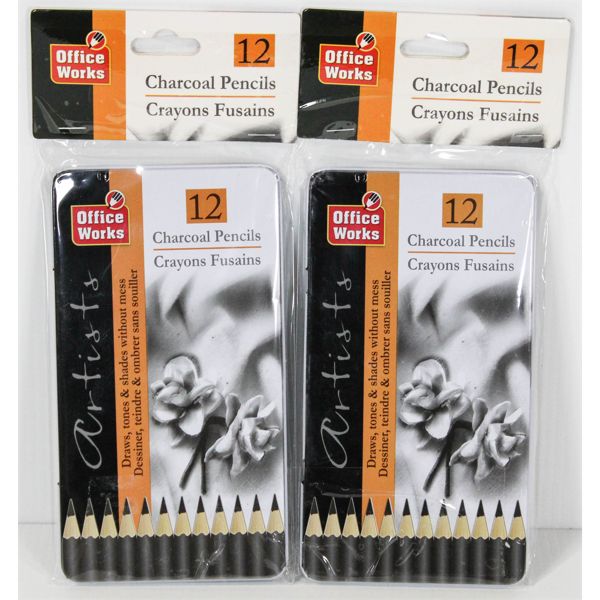 2 PACKS 12 PIECE CHARCOAL PENCIL SETS