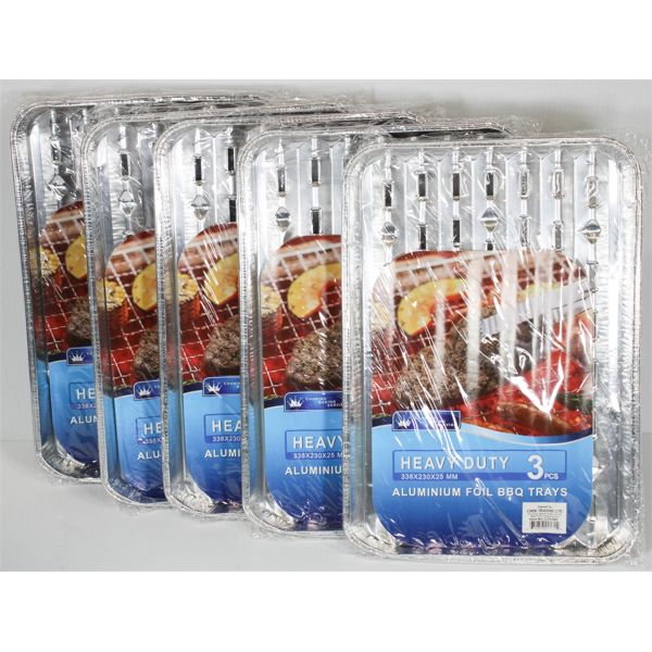 5 X 3 PC ALUMINUM FOIL BBQ / DRIP TRAYS