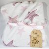 Image 1 : PRECIOUS MOMENTS FLEECE WHITE W/STARS BABY BLANKET