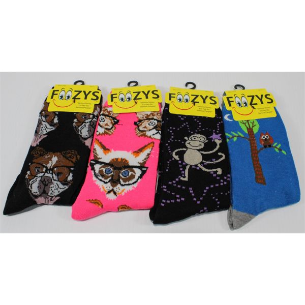 FOOZYS NOVELTY SOCKS – DOG, CAT, MONKEY AND OWL THEMES