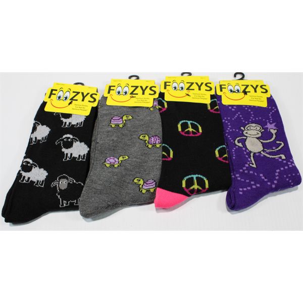 FOOZYS NOVELTY SOCKS – TURTLES, SHEEP, PEACE & MONKEYS