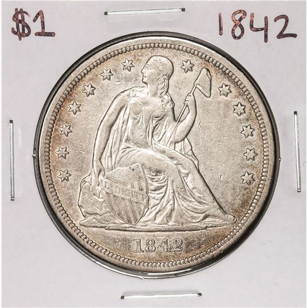1842 $1 Seated Liberty Silver Dollar Coin