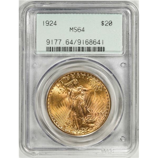 1924 $20 St. Gaudens Double Eagle Gold Coin PCGS MS64 Old Generation 2.1 Holder
