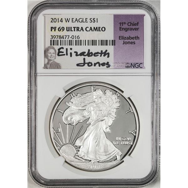 2014-W $1 Proof American Silver Eagle Coin NGC PF69 Ultra Cameo E. Jones Signature