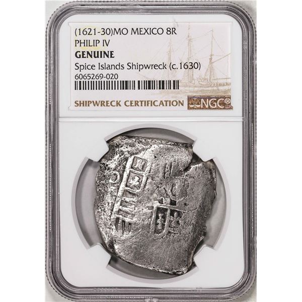 Spice Islands Shipwreck (1621-30)MO Mexico 8 Reales Philip IV Silver Coin NGC Genuine