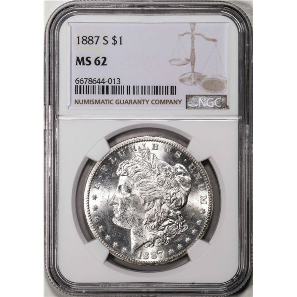 1887-S $1 Morgan Silver Dollar Coin NGC MS62