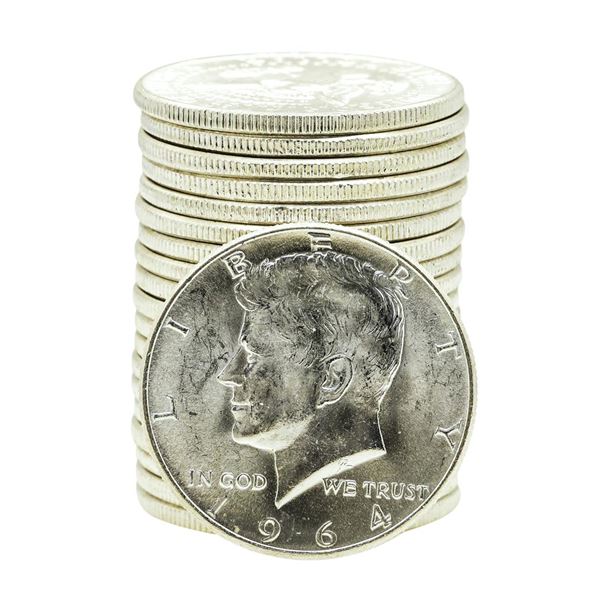 Roll of (20) Brilliant Uncirculated 1964 Kennedy Half Dollar Coins
