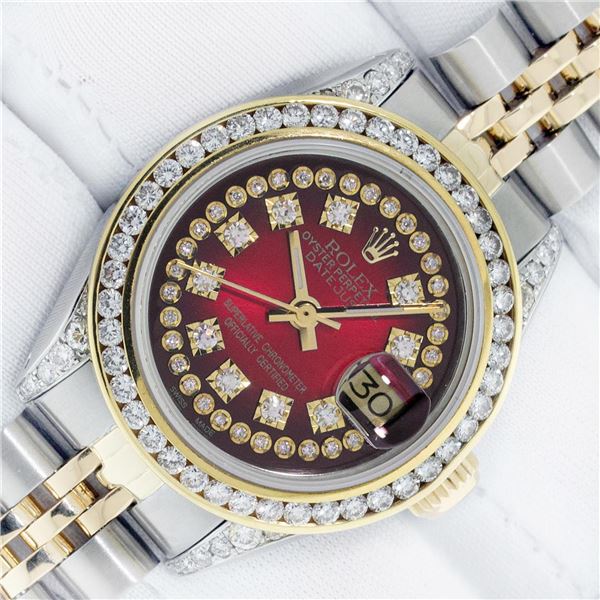 Rolex Ladies Two Tone Diamond Datejust Wristwatch