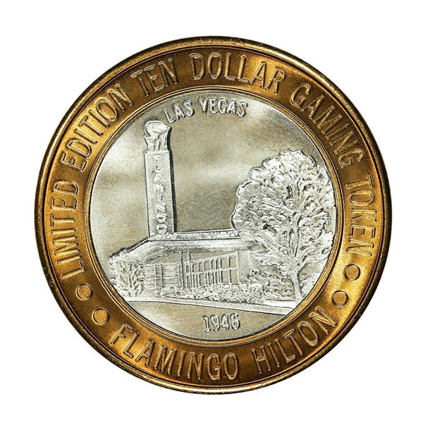 .999 Silver Flamingo Hilton Las Vegas, Nevada $10 Casino Limited Edition Gaming Token