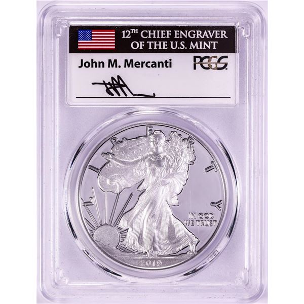 2019-W $1 Proof American Silver Eagle Coin PCGS PR70DCAM First Strike Mercanti Signed