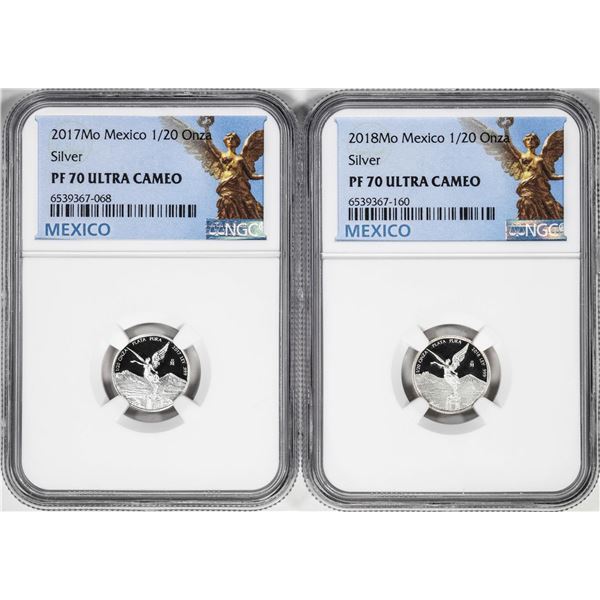 Lot of 2017-2018-Mo Mexico Proof 1/20 oz Silver Libertad Coins NGC PF70 Ultra Cameo