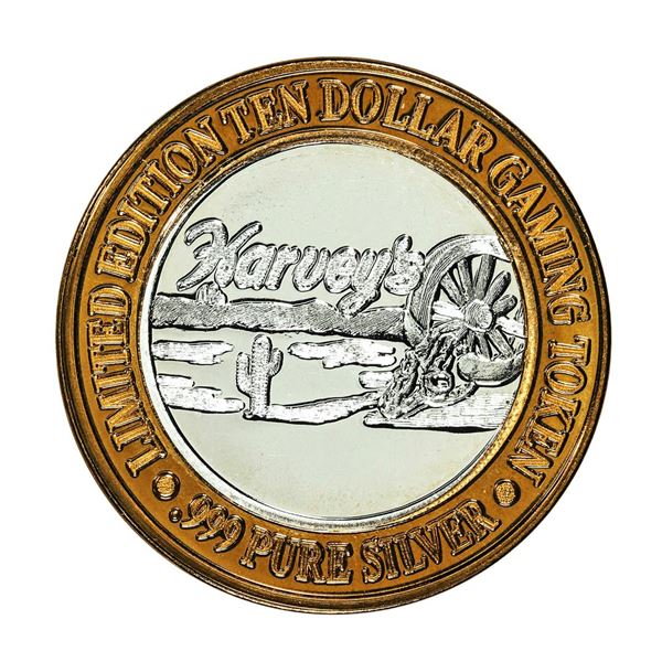 .999 Fine Silver Harvey's Lake Tahoe, Nevada $10 Limited Edition Gaming Token