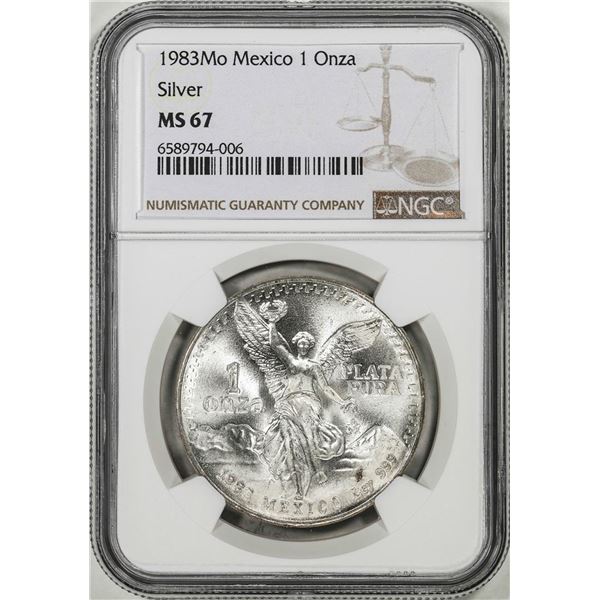 1983Mo Mexico 1 Onza Libertad Silver Coin NGC MS67