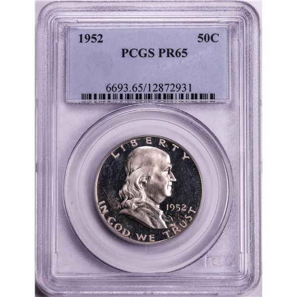 1952 Proof Franklin Half Dollar Coin PCGS PR65