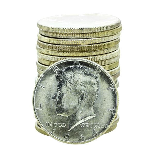 Roll of (20) Brilliant Uncirculated 1964-P/D Kennedy Half Dollar Coins