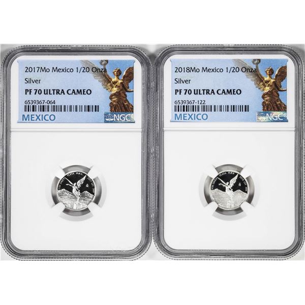 Lot of 2017-2018-Mo Mexico Proof 1/20 oz Silver Libertad Coins NGC PF70 Ultra Cameo