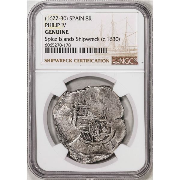 Spice Islands Shipwreck (1621-30)MO Mexico 8 Reales Philip IV Silver Coin NGC Genuine