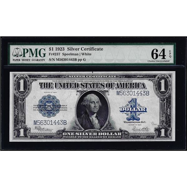 1923 $1 Silver Certificate Star Note Fr.237 PMG Choice Uncirculated 64EPQ