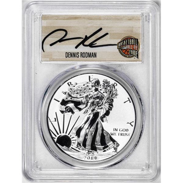 2019-W $1 Reverse Proof Silver Eagle Coin PCGS PR70 HOF Dennis Rodman Signature