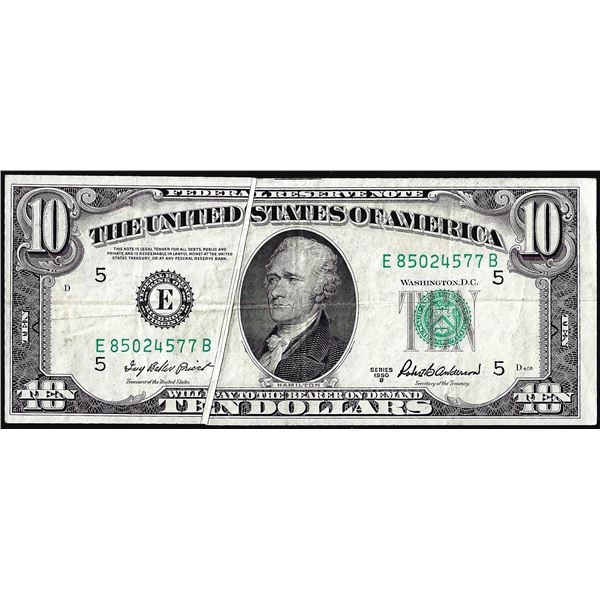 1950B $10 Federal Reserve Note Gutter Fold Error