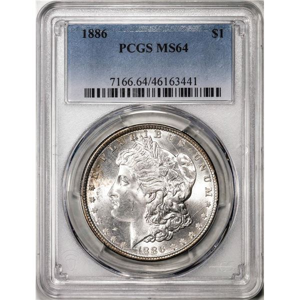 1886 $1 Morgan Silver Dollar Coin PCGS MS64