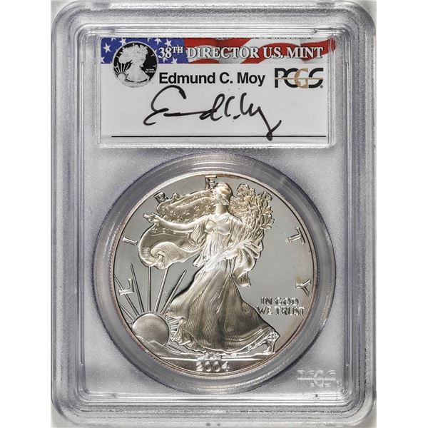2004-W $1 Proof American Silver Eagle Coin PCGS PR69DCAM Edmund Moy Signature