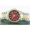 Image 6 : Rolex Men's Two Tone Red Vignette Pyramid Diamond Datejust