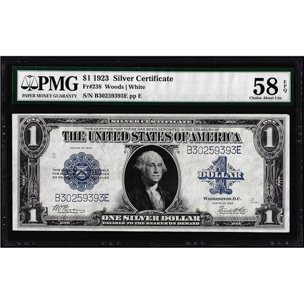 1923 $1 Silver Certificate Star Note Fr.238 PMG Choice About Uncirculated 58EPQ