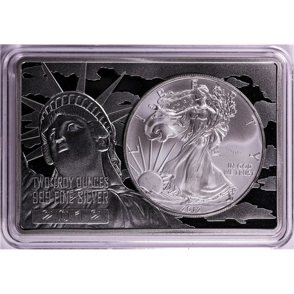2012 $1 American Silver Eagle Coin & 2oz Silver Bar Set
