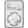 Image 1 : 1899 $1 Morgan Silver Dollar Coin NGC MS63
