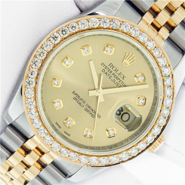Rolex Men's Two Tone Champagne Diamond Datejust Wristwatch