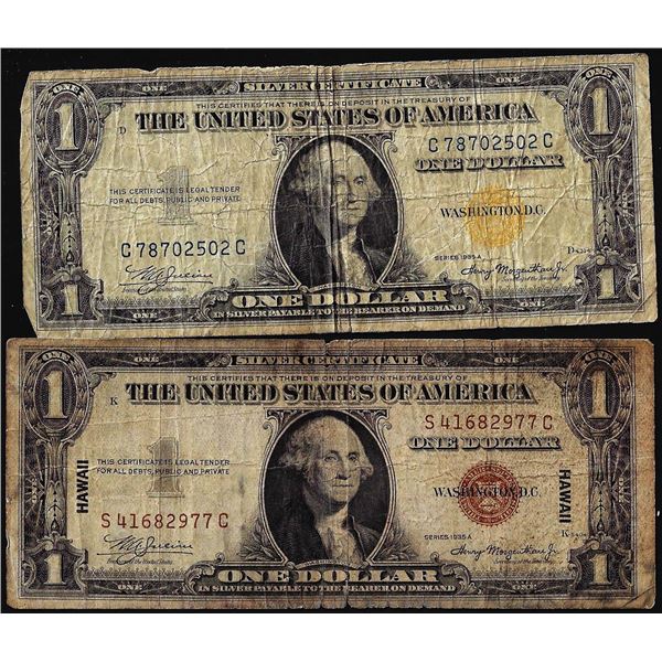 Lot of 1935A $1 Hawaii & North Africa WWII Emergency Issue Silver Certificate Notes