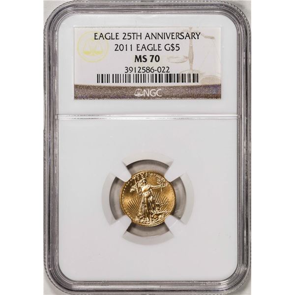 2011 25th Anniversary $5 American Gold Eagle Coin NGC MS70