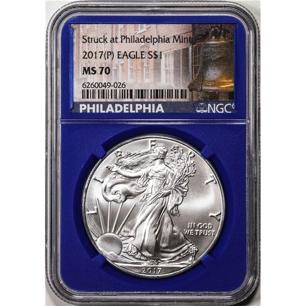 2017(P) $1 American Silver Eagle Coin NGC MS70 Struck at Philadelphia