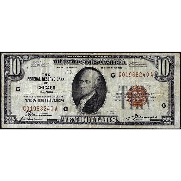 1929 $10 Federal Reserve Bank Note Chicago